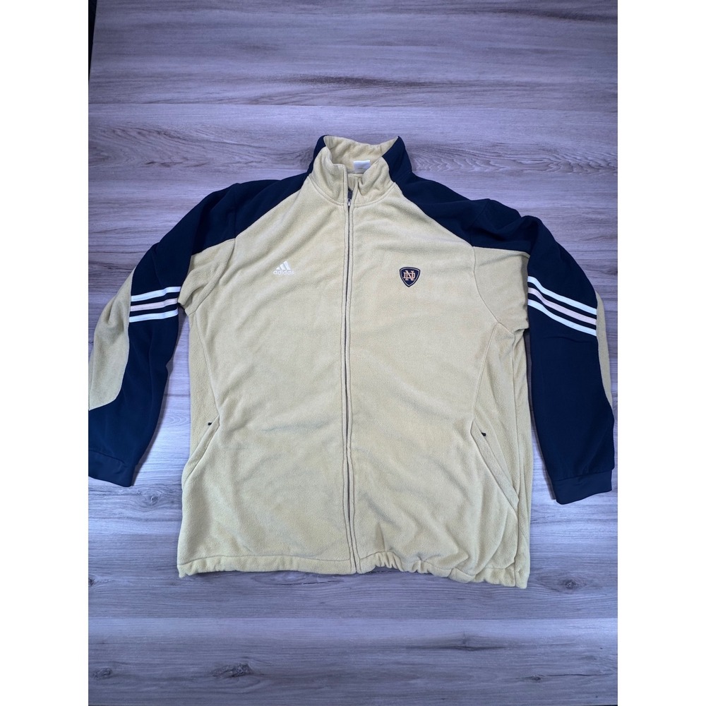 Vintage Adidas Notre Dame Fighting Irish ClimaWarm Fleece Zip Jacket 2XL Y2K EUC